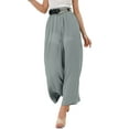 thumbnail image 2 of Wide Leg Pants for Women Summer Oversized Linen Lounge Pants Loose Comfy Wide Sweatpants Beach Trousers, 2 of 4