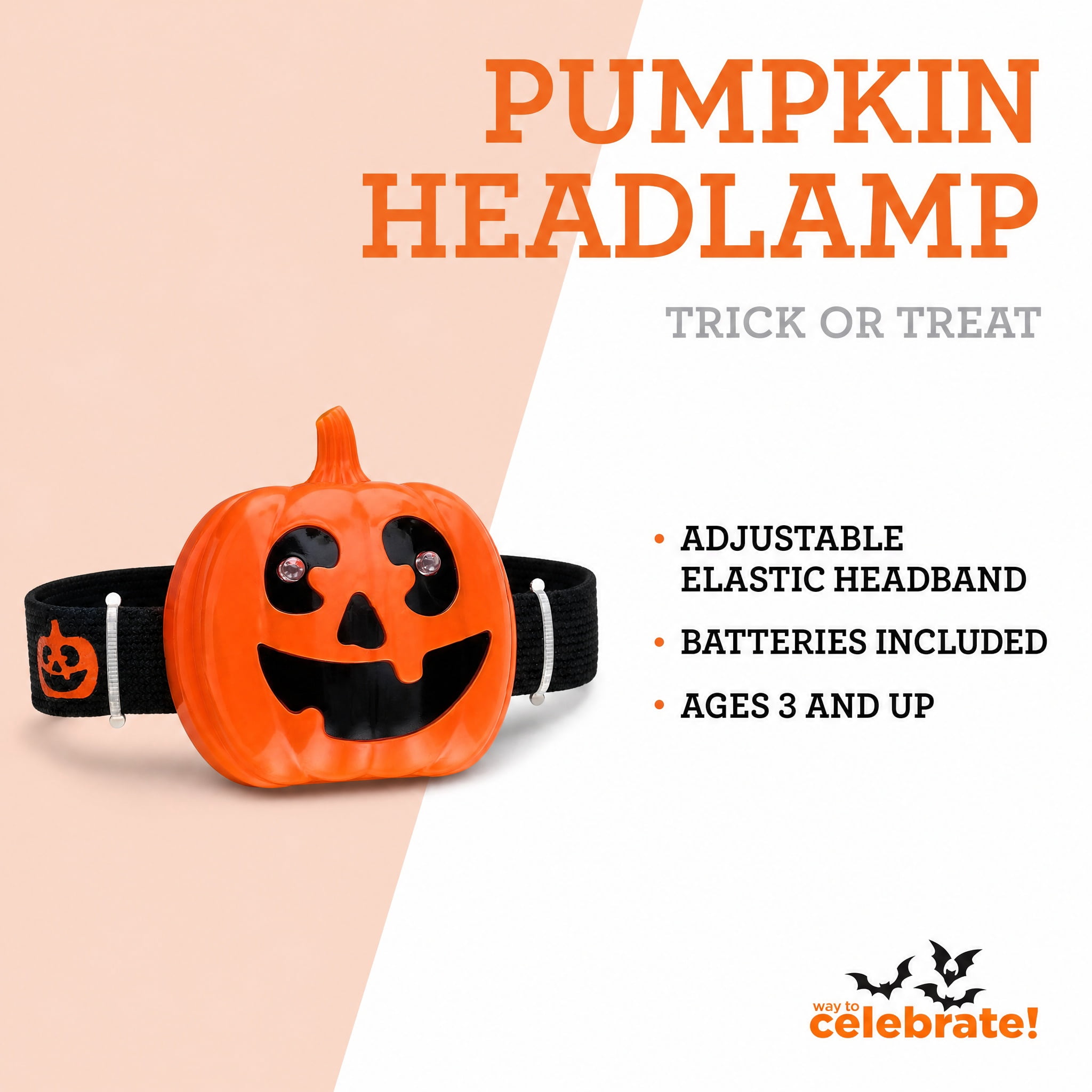 Pumpkin Headlamp, Black and Orange, Halloween by Way To Celebrate