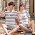 thumbnail image 2 of Conjunto de ropa de dormir de manga corta para parejas, conjunto de camisón para primavera y verano para hombres, ropa para el hogar al aire libre para niñas, pijamas a juego para amantes, 2 of 5