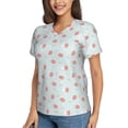thumbnail image 2 of Vsdgher Strawberry Women Shirts V Neck Short Sleeve Tops T-Shirt Basic Tees, S to 3XLLarge, 2 of 5