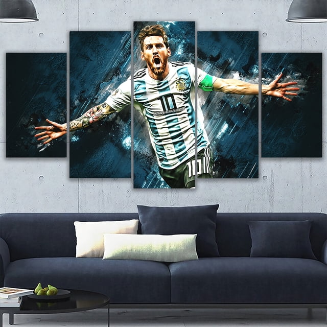 5 Cuadros Decorativos Lionel Messi Celebración Argentina Artístico Canvas Listo Para Colgar 150x84cm Jungle Art Impresion Tela Arte