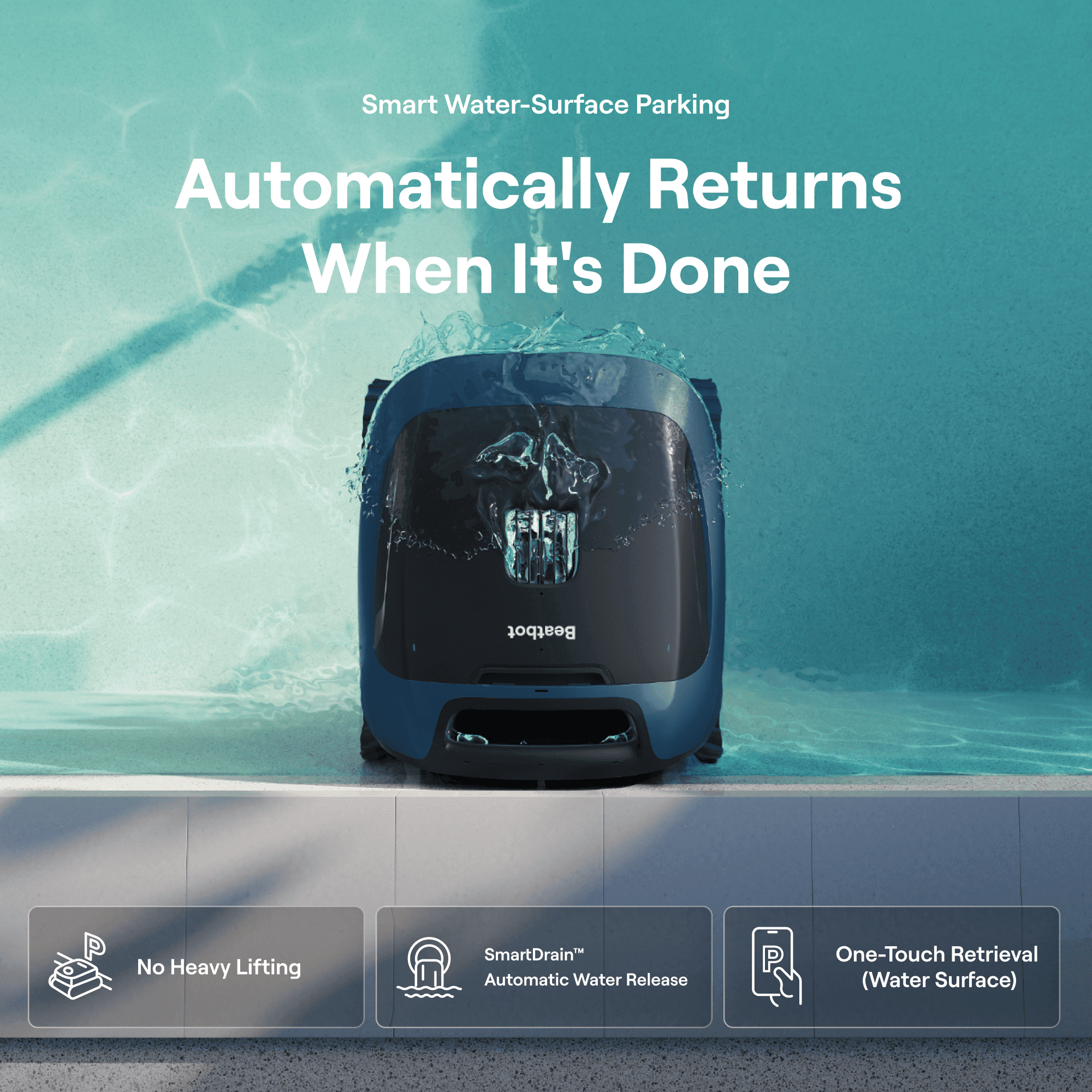 Beatbot Sora 30 Pool Vacuum Robot, 4-in-1 Cleaner with Shallow-Area Cleaning, 6800GPH Power, Smart Surface Parking, 5L Capacity for Above & in-Ground Pools