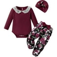 thumbnail image 2 of WESIDOM Baby Girl Clothes 0-24M Newborn Girls Outfits Lace Romper+Floral Pants+Cute Bow Hat Infant Babys 3Pcs Set, 2 of 12