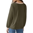 thumbnail image 5 of Only Moment Green Dressy Casual Long Sleeve Fall Fashion Tops V Neck 2026 Fall Casual Loose Henley Tops Basic Tees Winter Clothes XL, 5 of 6