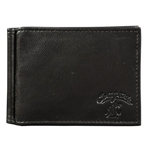 Washington-St-Cougar's Genuine Black Leather Money Clip Wallet RFID Blocking