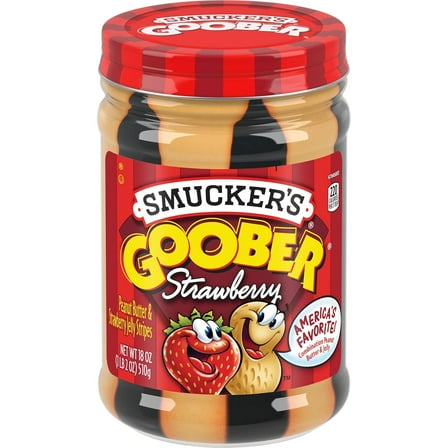 2 pack Smucker's Goober Peanut Butter and Strawberry Jelly Stripes, 18 Ounces