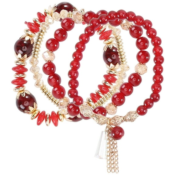 LULULION 1Pack Stackable Bracelets Red Crystal Elegant Durable Bracelet Set for Women