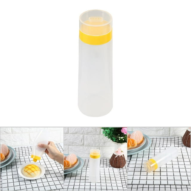 Flacon Presseur, Distributeur de Condiment de Cuisine de Bureau Transparent 300ML Résine 4 Trous pour Mayonnaise pour Ketchup