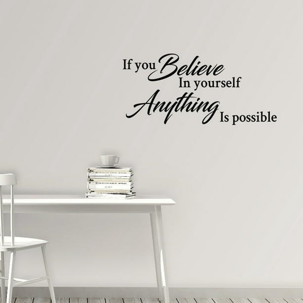 Empresal If You Believe In Yourself Inspirational Wall Sticker Quote Decal  Art Mural Black 28