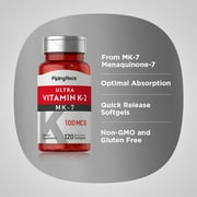 Vitamin K2 MK-7 | 100 mcg | 120 Softgels | Non-GMO, Gluten Free Supplement | By Piping Rock