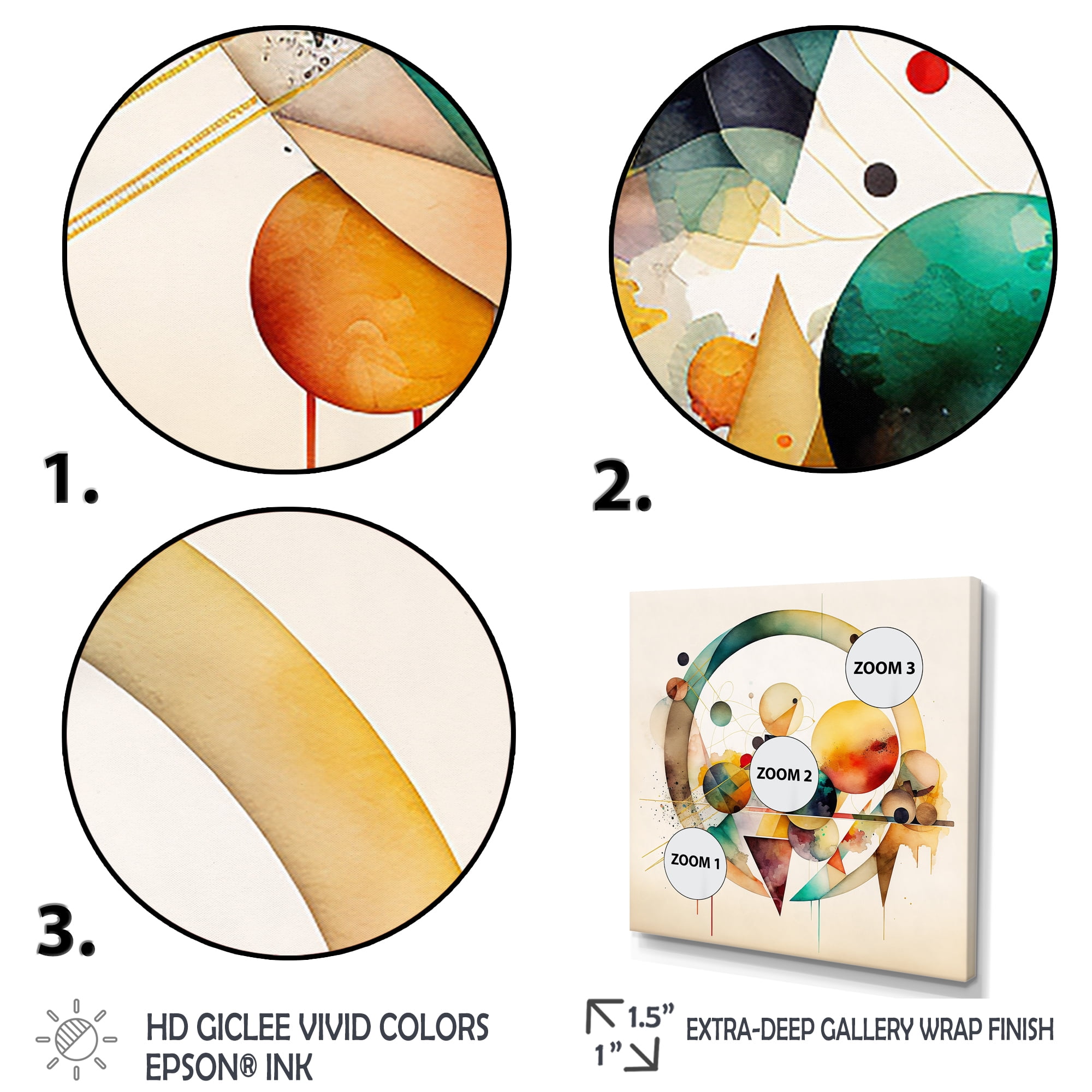 Designart Multi-Color Watercolor Geometric Art IV Canvas Wall Art