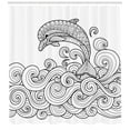 thumbnail image 3 of Ambesonne Dolphin Shower Curtain, Nautical Zentangle Wave, 69"Wx84"L, Black White, 3 of 3