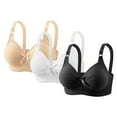 thumbnail image 3 of dazeni 3 Pack Bras for Women Light No Underwire Push Up Bralette Soft Everyday Wear Plus Size Comfort Wire Free Full Support Bra Black2 Medium, 3 of 7