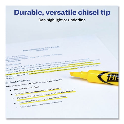 HI-LITER Desk-Style Highlighters, Yellow Ink, Chisel Tip, Yellow/Black Barrel, Dozen HI-LITER Desk-Style Highlighters, Yellow Ink, Chisel Tip, Yellow/Black Barrel, Dozen