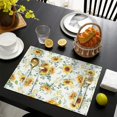 thumbnail image 4 of Rustic Sunflower Placemats Set of 4, Machine Washable Durable Linen Table Mats with Heat Resistant Boho Floral Design Featuring Butterflies, Bees, and Yellow Blooms, 4 of 6