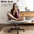 thumbnail image 5 of CRXX Criss Corss Chair with Wheels,Fabric Padded Armless Wide Office Desk Chairs,120° Rocking Swivel Mid Back Computer Task Vanity Chair for Home Office, Small Space,Grey, 5 of 10