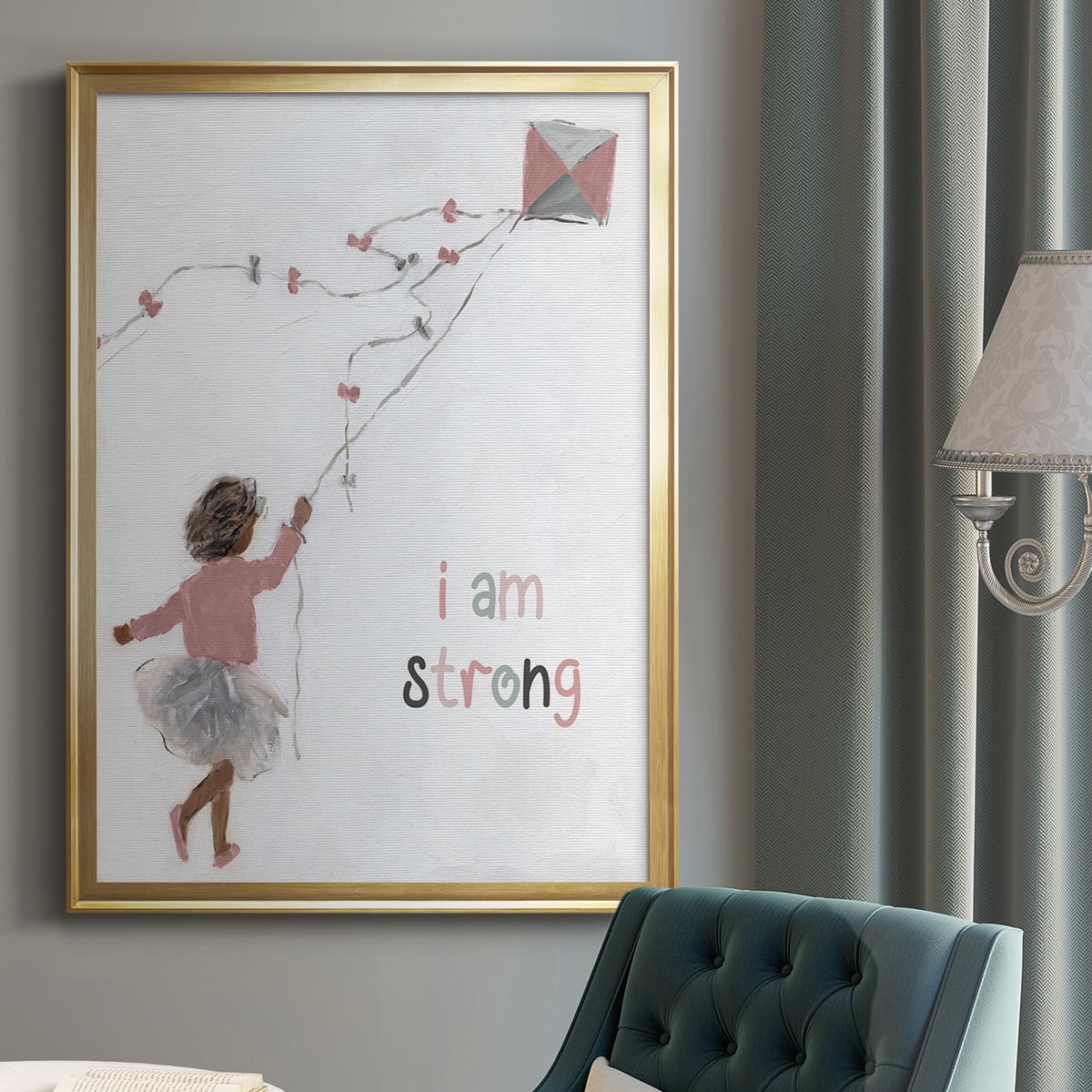 Girl Flying Kite Premium Framed Print - Ready to Hang