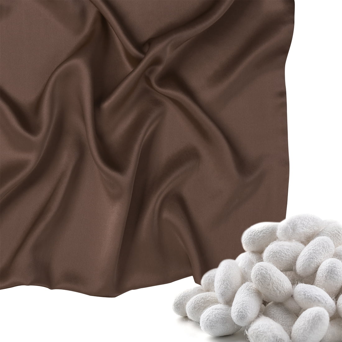 PiccoCasa 19 Momme Pure Silk Pillowcase with Envelope Closure, Queen Coffee Color