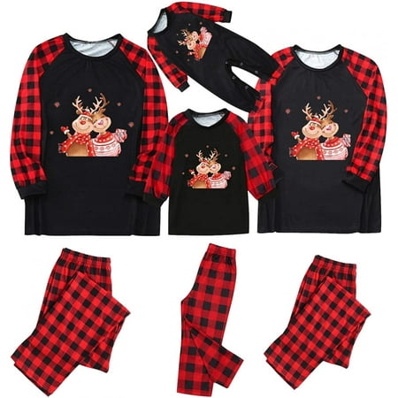 

Christmas Pajamas for Family Matching Christmas Family Pjs Sets Xmas Elk Reindeer Print Pjs Plaid Holiday Sleepwear