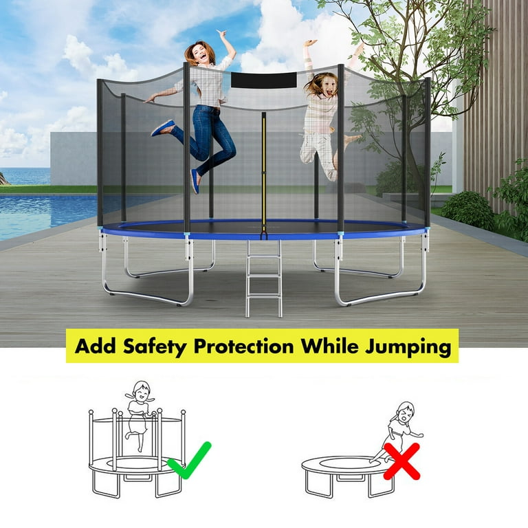 Gymax 16FT Trampoline Safety Net, Replacement Enclosure for 12