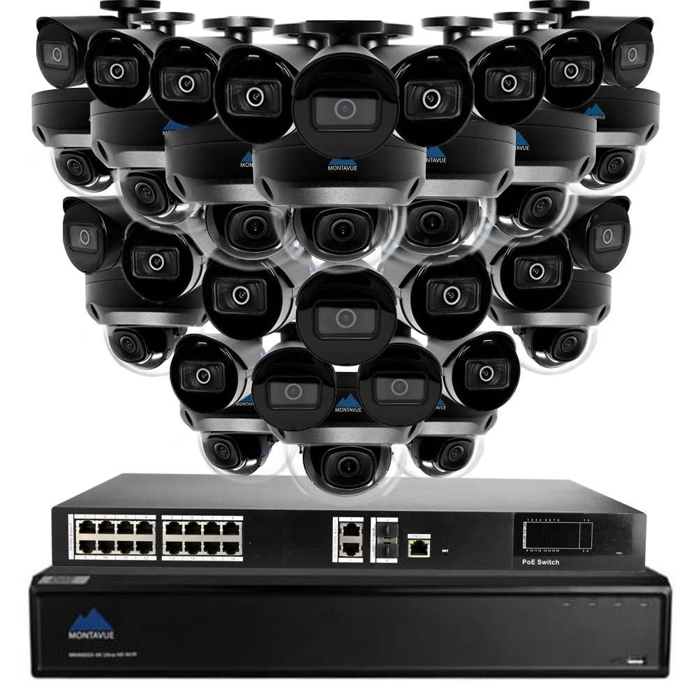 32 Camera Security System Montavue 32 Channel Commercial Security Camera System w/ 20 4MP 2K IP