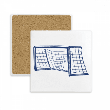 

Blue Football Door Net Pattern Square Coaster Cup Mat Mug Subplate Holder Insulation Stone