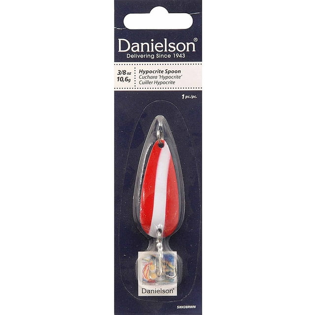 Danielson Hypocrite Spoon, 3/8 oz, Red/White Stripe/Nickel