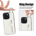 thumbnail image 4 of JTCASES for iPhone 13 Case, PU Leather Lychee Pattern Zipper Purse Finger Ring Buckle Card Slots Stand Shell for iPhone 13 Wear-resistant Shockproof Wallet Cover, White, 4 of 8