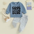 thumbnail image 2 of Gerichy Toddler Kids Baby Boy Fall Outfits 1T 2T 3T Letter Print Long Sleeve Tops Pants Winter Clothes Sets Casual cool little dude Letter Printed Boy Long Sleeved Hoodie Pants Two Piece Set, 2 of 7