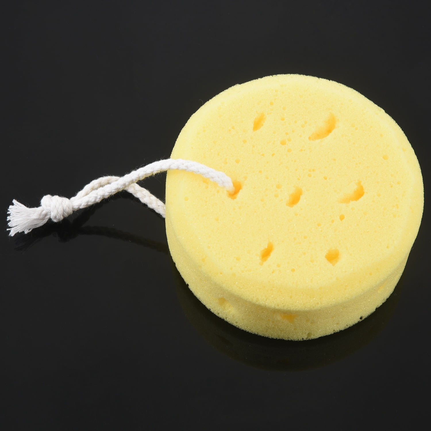 Bath Shower Body Clean Puff Soft Sponge Yellow w Loop