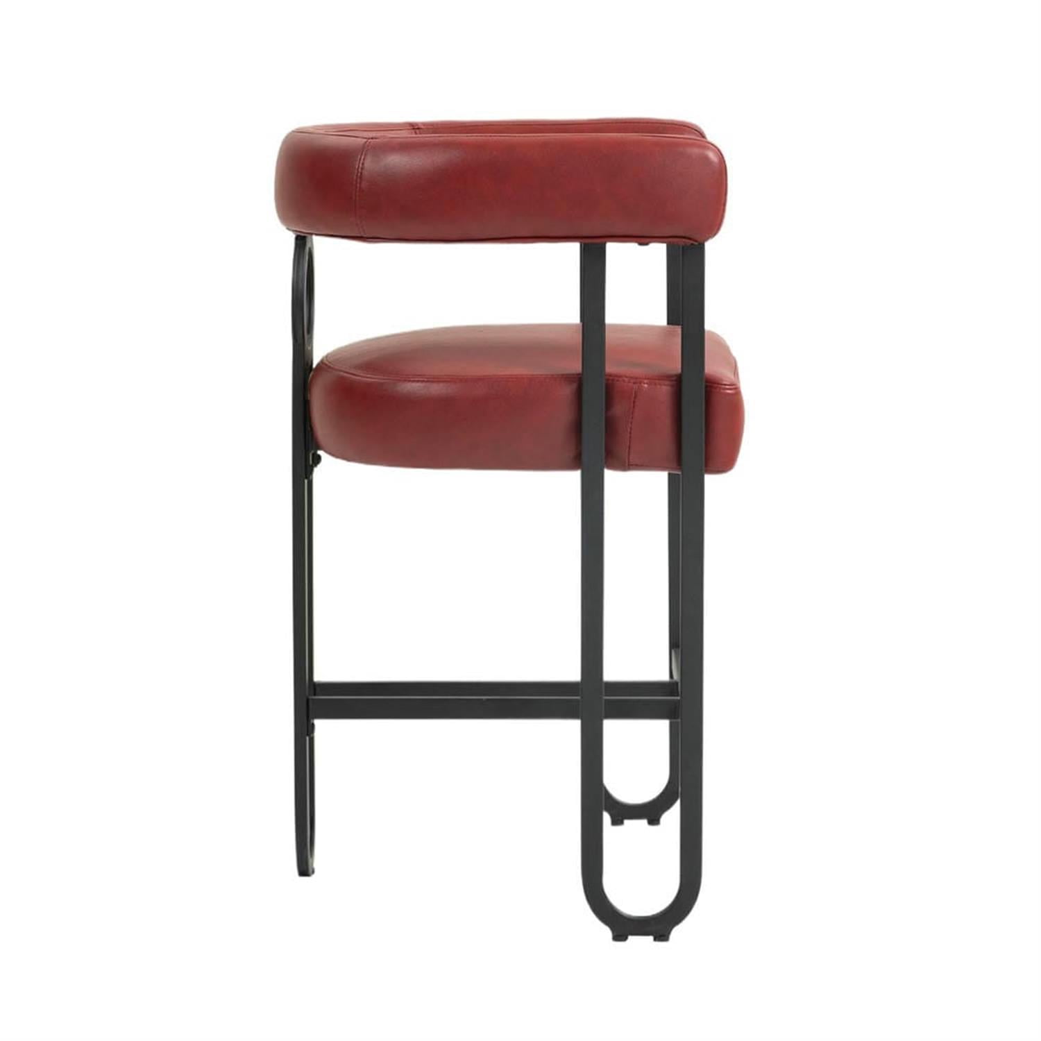 Demi Bonn 34" Counter Height Bar Stools Set of 2, Upholstered Barstools with Back, Kitchen Island Countertop Chairs for Dining Room, Red