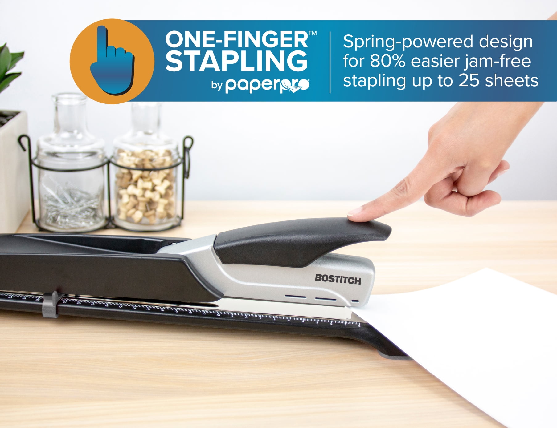 Bostitch 12.5" Long Reach® Stapler, 25-Sheet Capacity, Black/Silver