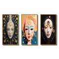 thumbnail image 2 of Designart "Pastel Pink Mask Futuristic Woman I" Woman Sci-Fi Framed Wall Art Set Of 3 - White Glam Frame Gallery Set For Office Decor, 2 of 6