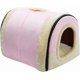 thumbnail image 1 of Cat Bed 2-in-1 Foldable Pet Bed for Cats and Small Dogs Pet Tent Cave Bed, Crystal Velvet Indoor Outdoor, Pink 42*36cm, 1 of 4