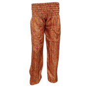 Mogul Womens Orange Harem Pant Printed Summer Boho Style Yoga Pants