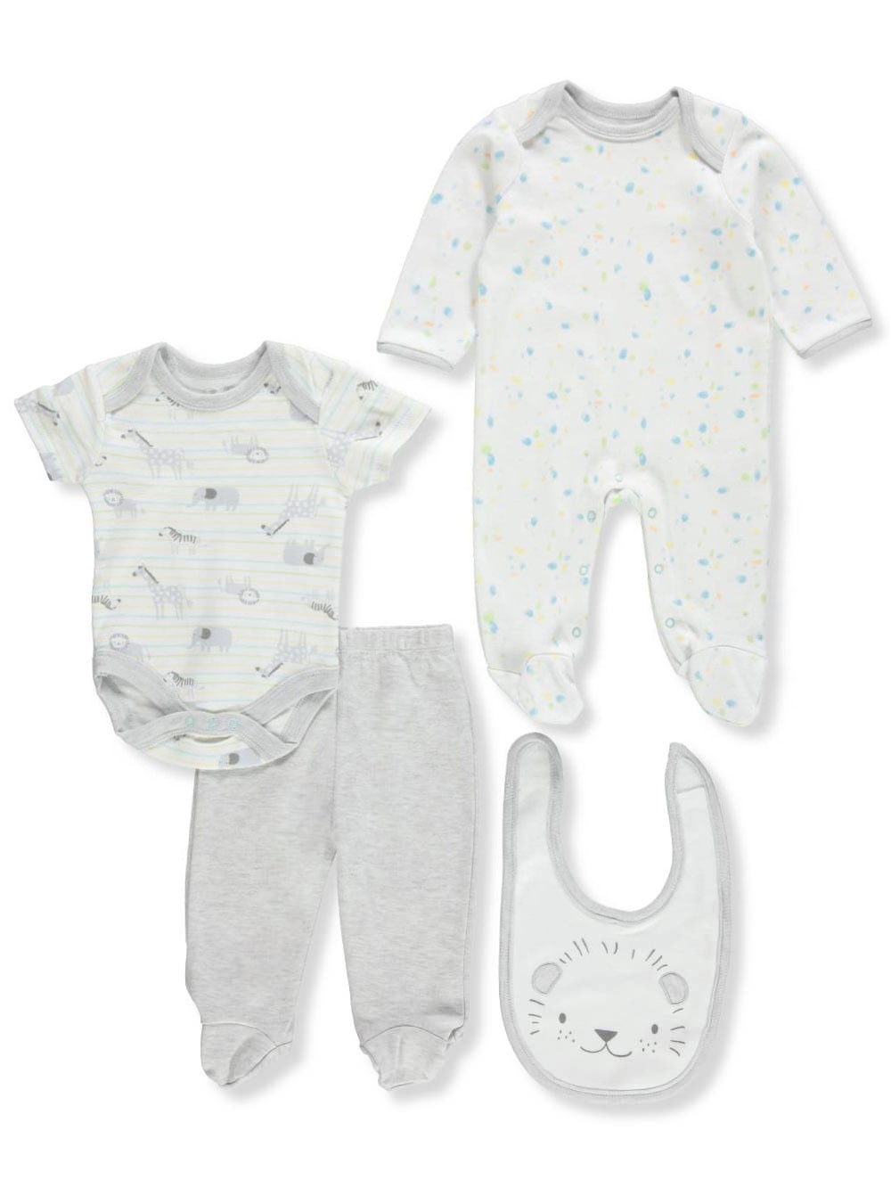 Rene Rofe Baby Girls and Baby Boys 4-Piece Layette Bodysuit Set