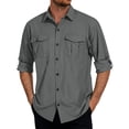 thumbnail image 2 of Xcmzpl Men's Long Sleeve Sun Protection Button Down Shirt UPF 50+ UV Quick Dry Cooling Fishing Shirts with Pocket Travel Safari Camping Hiking, 2 of 10