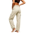 thumbnail image 6 of Levmjia Women's Cargo Pants High Waisted Straight Leg Utility Pants with Multi Pockets Adjustable Drawstring Ankle Cuffs Workwear Trousers for Outdoor, 6 of 6