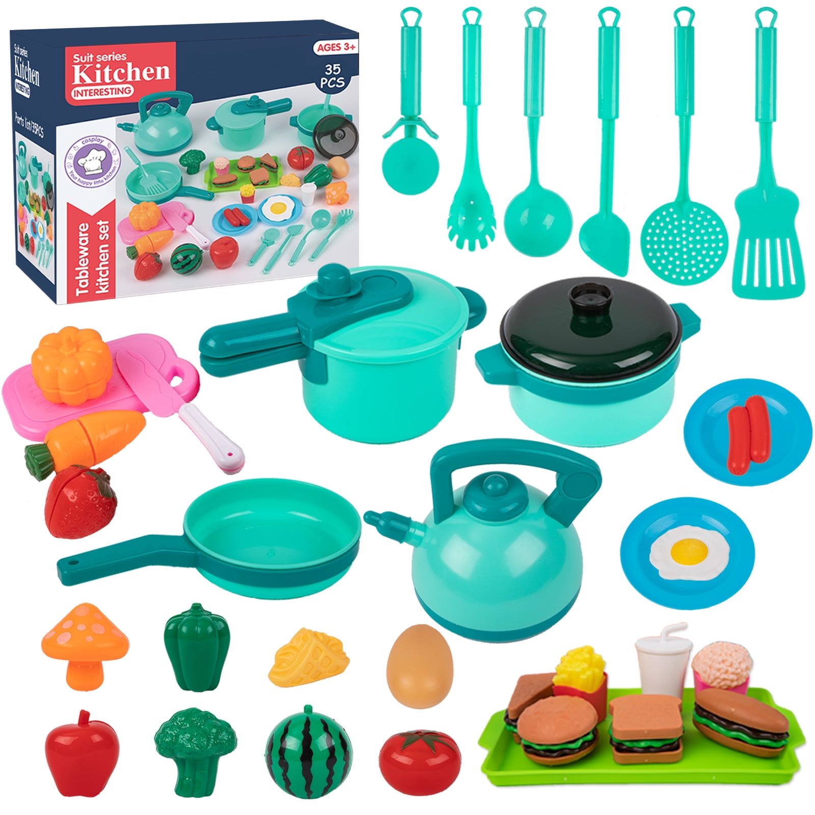 Details about   Kitchen Play Kids Set Toy Pretend Cooking Food Role Toys Gift Cookware Accessory 