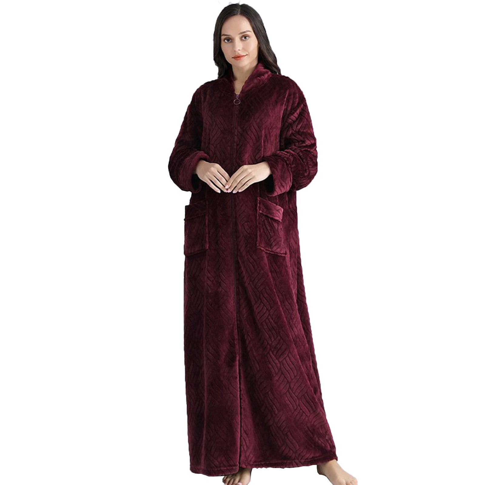 Burgundy Fluffy Longline Dressing Gown | New Look