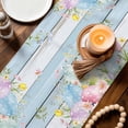thumbnail image 3 of Easter Table Runner 72 Inches, Country Spring Bunny Eggs Botanicals Wooden Plank Bed Runner Dresser Scarves Tabletop for Indoor Outdoor Parties/Ceremony/Banquet, 13" x 72", 3 of 8