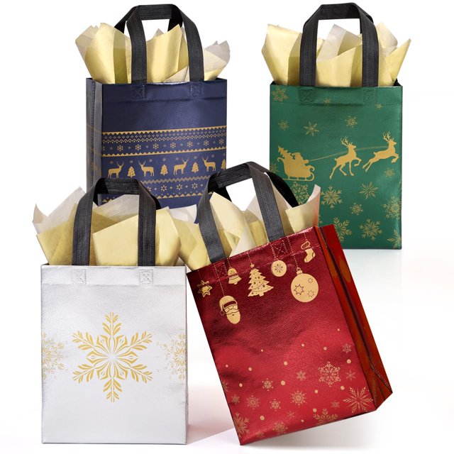Bolsas de regalo STYPOP, 48 unidades, 26 x 21 x 10 cm, reflectantes