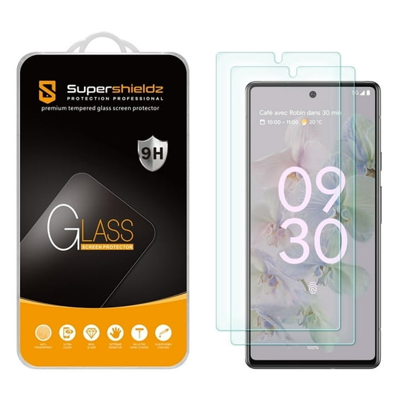 (2 Pack) Supershieldz Designed for Google Pixel 6a Tempered Glass Screen Protector, Anti Scratch, Bubble Free