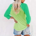 thumbnail image 7 of Htigea Women Raglan Sleeve Baseball T-Shirts Summer Casual 3/4 Sleeves Tops Loose Fit Pullover Tunics Basic Crewneck Blouse Green,L, 7 of 7