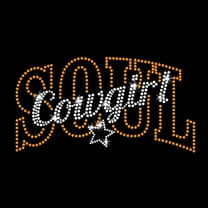 Cowgirl Soul Sparkly Bling Rodeo Iron-on Clear Crystal Rhinestone & Gold Rhinestud Transfer by JCS Rhinestones