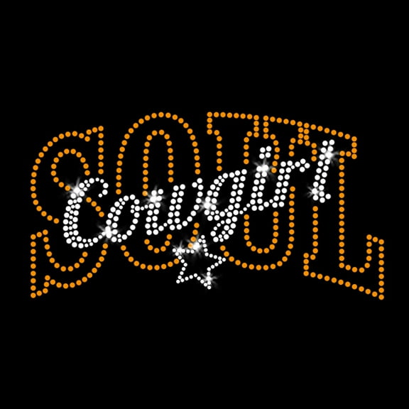 Cowgirl Soul Sparkly Bling Rodeo Iron-on Clear Crystal Rhinestone & Gold Rhinestud Transfer by JCS Rhinestones