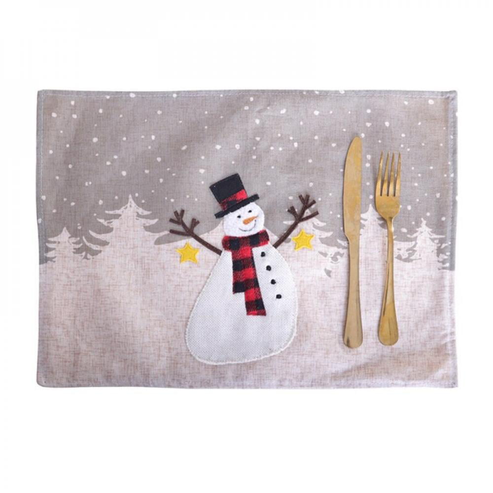 Christmas Set of 12 Place Mats And Coasters Santa Snowman Table Party Placemats 