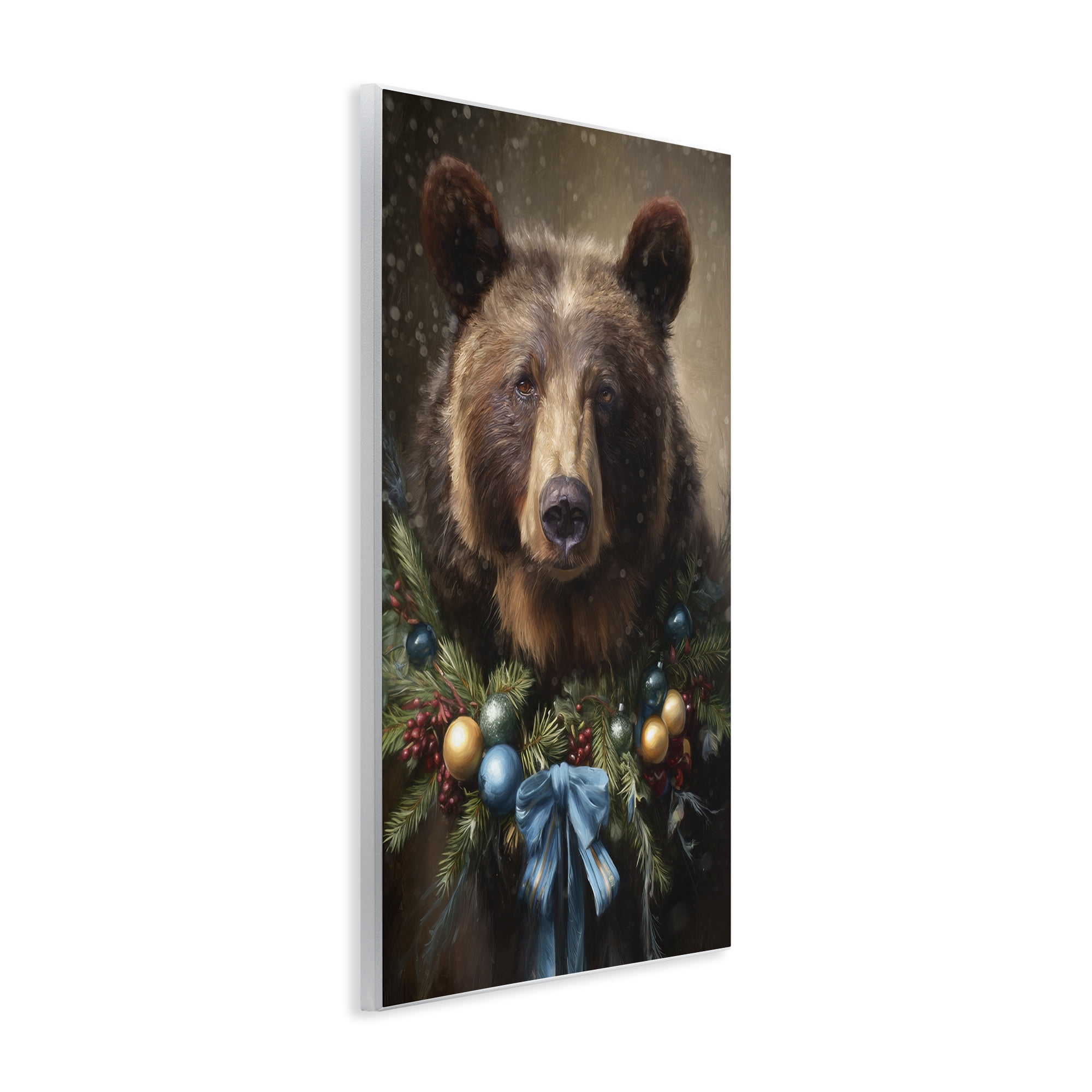 Stupell Industries Christmas Grizzly with Wreath Wall Plaque Art, design by Tina LeCour