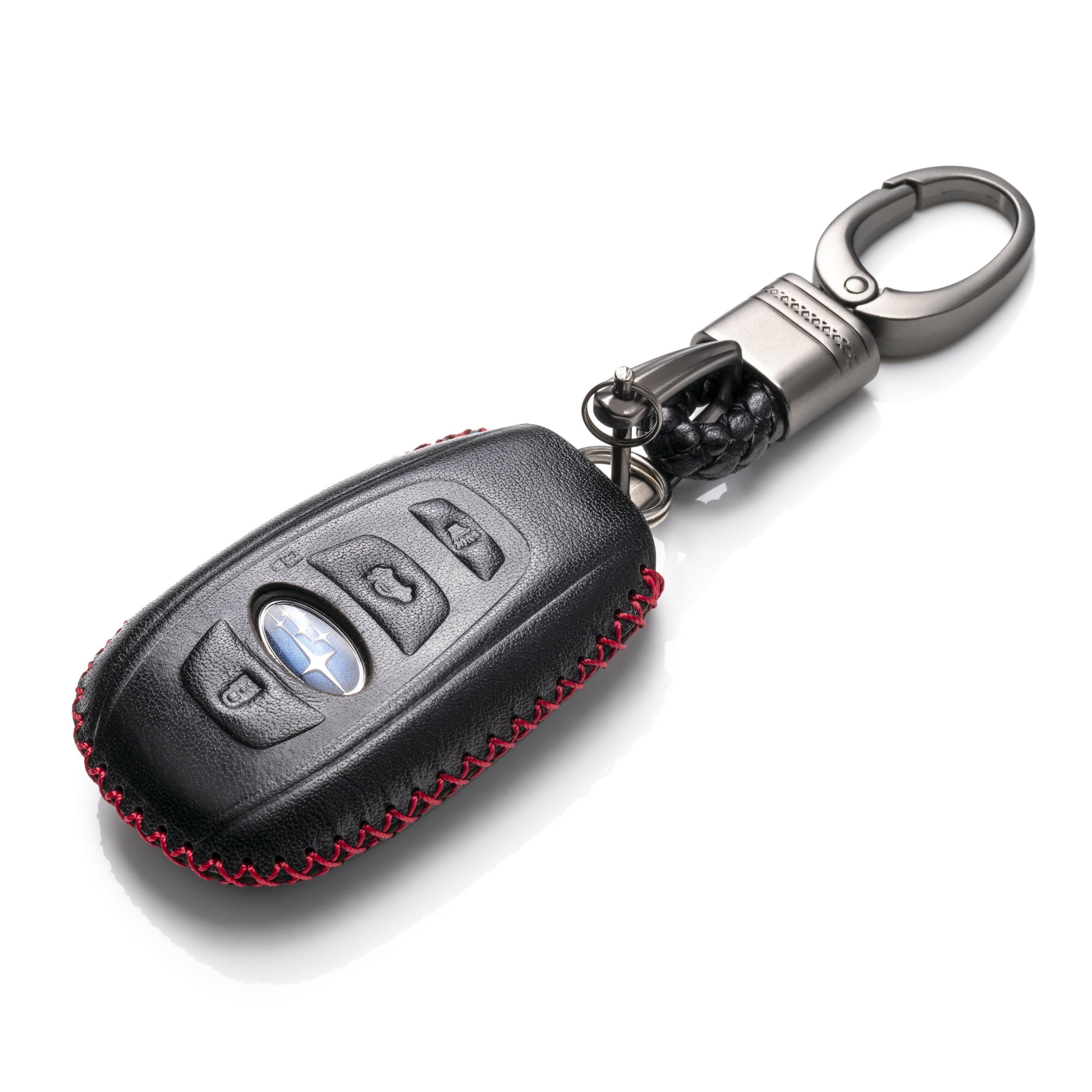 YINEOR Leather Key Fob Cover Case For Subaru Forester, Outback, Impreza, Crosstrek 2014-2024 (Black) - View #5