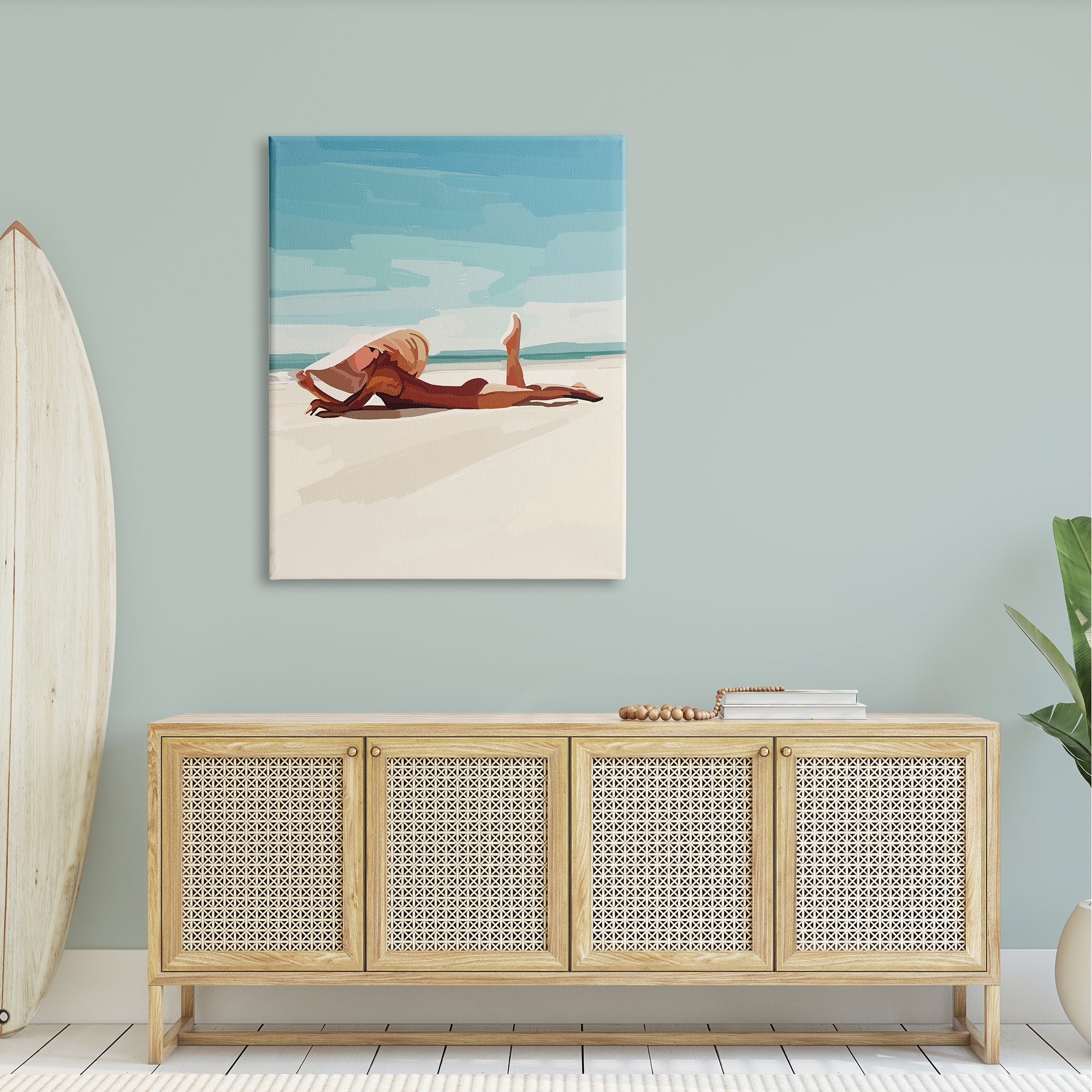 Stupell Industries Beach Babe Lounging Coastal Ocean Shoreline Graphic Art Gallery Wrapped Canvas Print Wall Art, Design by Amelia Noyes